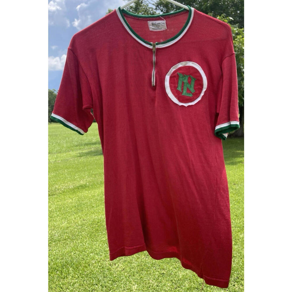 Christmas Wilson Red Jersey Shirt Vintage 70's Mens Large
